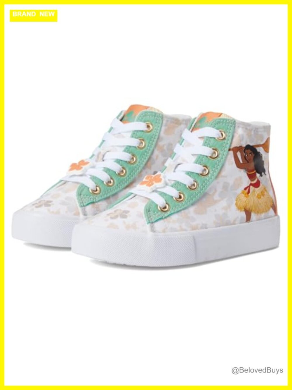 Moana High-Top Sneakers Canvas Lace-Up Athletic Casual Shoes